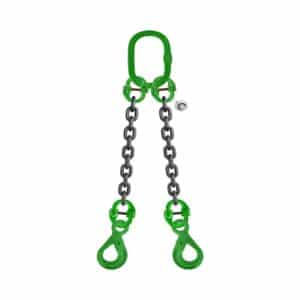 TWO LEG BRIDLE CHAIN SLING WITH EYE SELF LOCKING HOOK