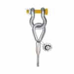 THIMBLE EYE WITH BOW-SHAPED SHACKLE BOLT PIN ON ONE SIDE AND OTHER SIDE OPEN