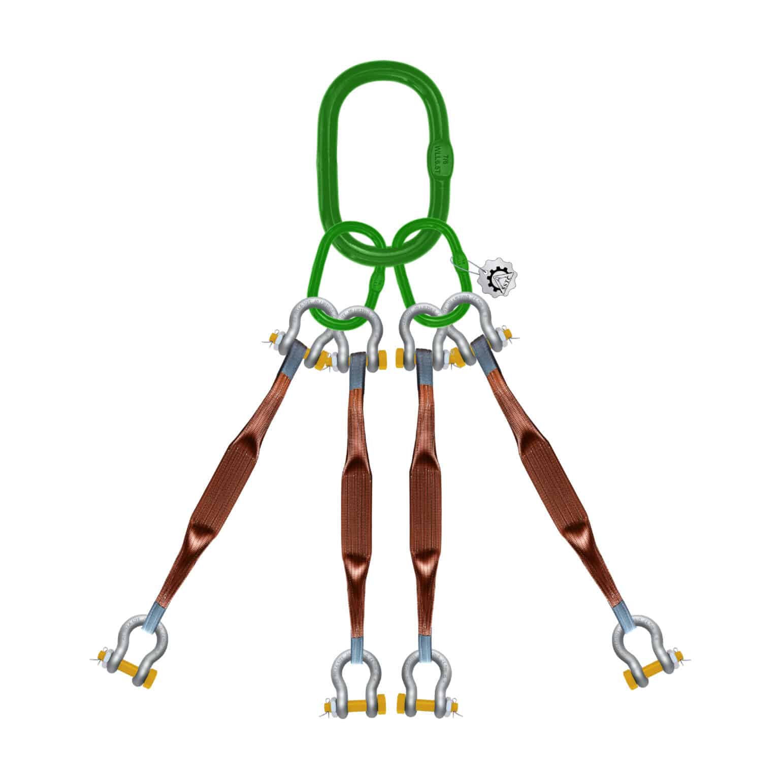 Four Leg Web Sling With Bow-Shaped Shackle Bolt Pin KSA
