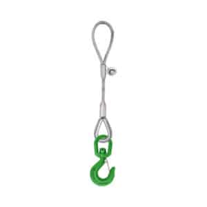 1-LEG WIRE ROPE SLING: ONE SIDE SOFT EYE AND OTHER SIDE HARD THIMBLE EYE WITH SWIVEL SLING HOOK