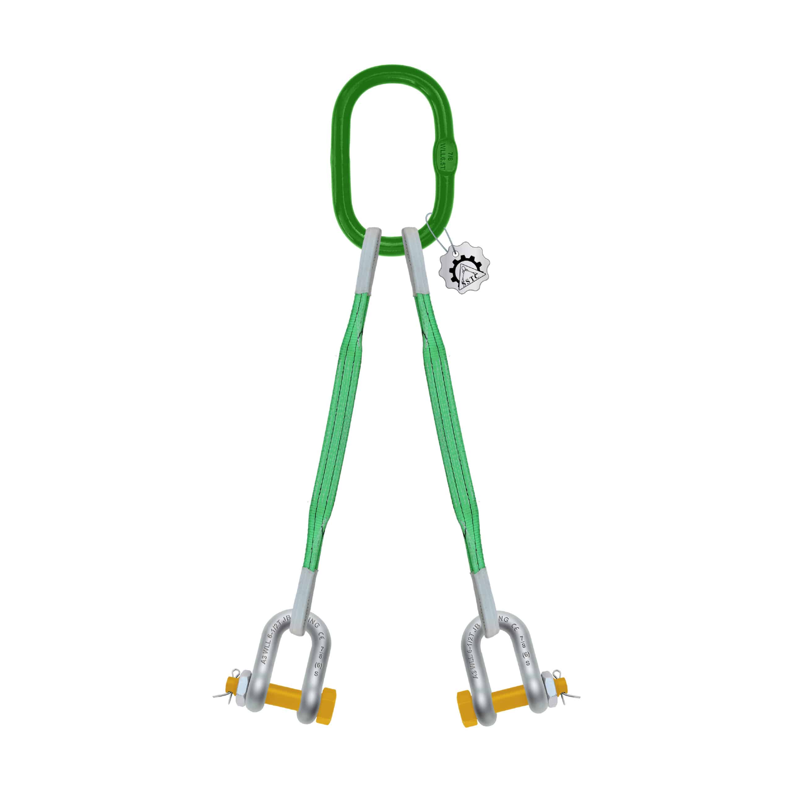 2 LEG GREEN WEB SLING WITH DSHAPED SHACKLE BOLT PIN 61 Safe and