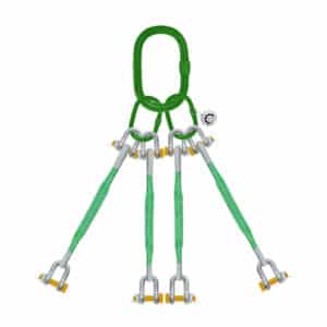 FOUR LEG WEB SLING WITH DEE-SHAPED SHACKLE SCREW PIN