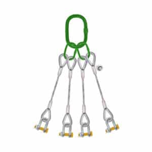 FOUR LEG STEEL WIRE ROPE BRIDLE SLING WITH D-SHAPED SHACKLE BOLT TYPE