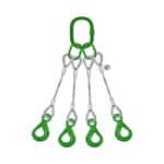 FOUR LEG STEEL WIRE ROPE BRIDLE SLING WITH EYE SELF LOCKING HOOK