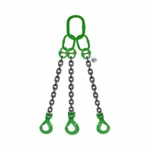 THREE LEG CHAIN SLING WITH CLEVIS SELF LOCKING HOOK