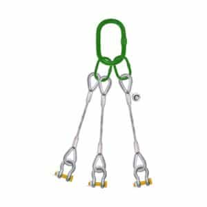 THREE LEG STEEL WIRE ROPE BRIDLE SLING WITH BOW-SHAPED SHACKLE BOLT TYPE