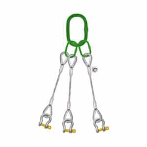THREE LEG STEEL WIRE ROPE BRIDLE SLING WITH BOW-SHAPED SHACKLE SCREW PIN