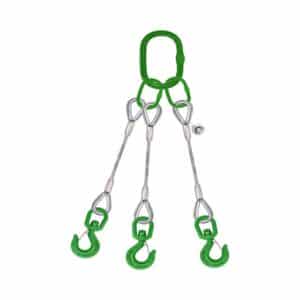 THREE LEG STEEL WIRE ROPE BRIDLE SLING WITH SWIVEL SLING HOOK