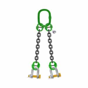 TWO LEG BRIDLE CHAIN SLING WITH D-SHAPED SHACKLE BOLT TYPE