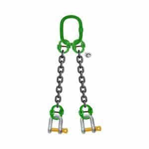 TWO LEG BRIDLE CHAIN SLING WITH D-SHAPED SHACKLE WITH SCREW PIN