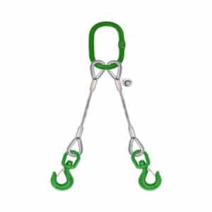 TWO LEG STEEL WIRE ROPE BRIDLE SLING WITH SWIVEL SLING HOOK