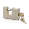 armoured rectangle brass padlock with brass keys
